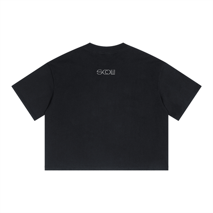 "I JUST DO ART BRUH" Unisex Boxy Drop Shoulder Crop T-Shirt