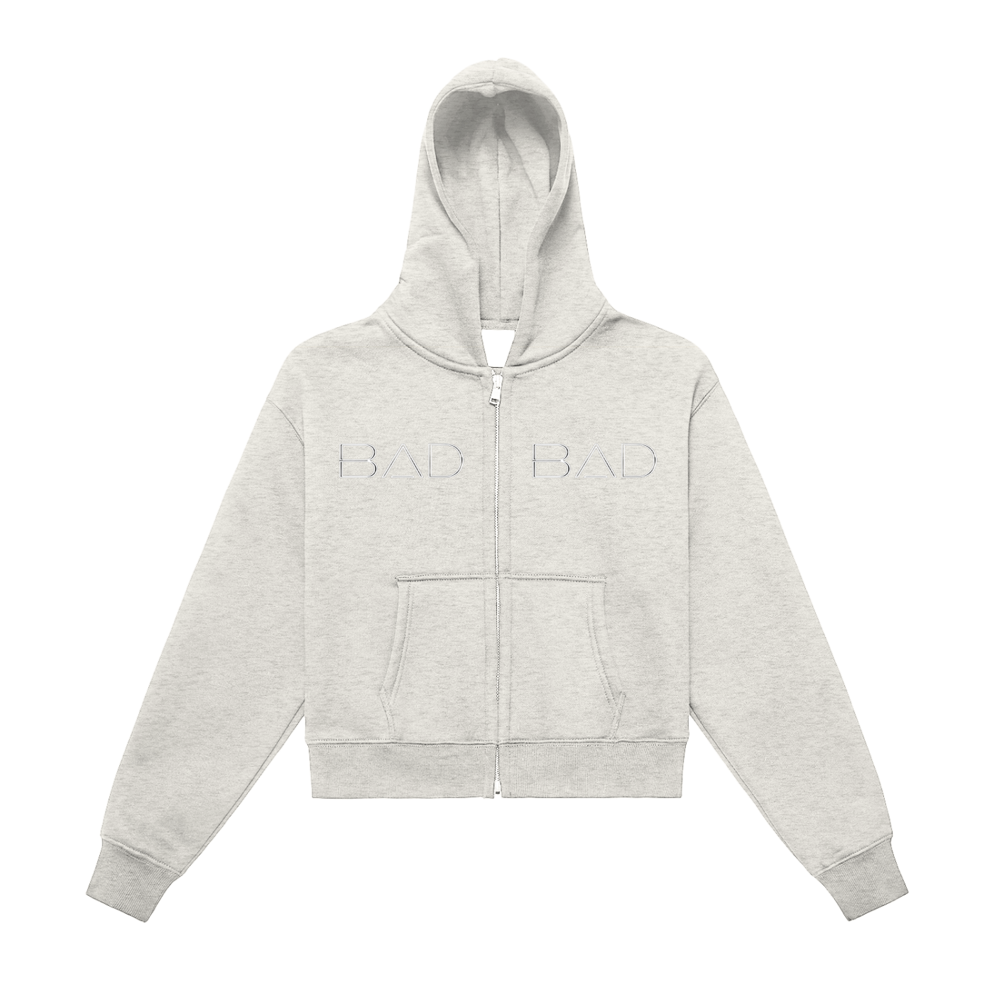 " BAD BITCH X2" Fleeced Zip-Up Cropped Hoodie