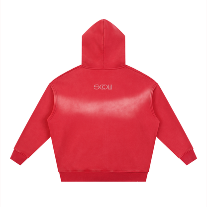 "Two Sides"  Sunfade Two-way Zipper Boxy Fleece Hoodie