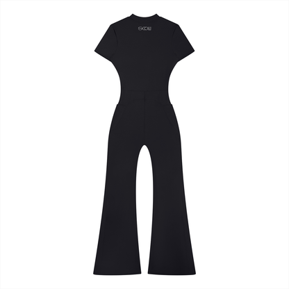 "2 BAD" Women’s Tight Flared Leg Quarter-Zip Jumpsuit