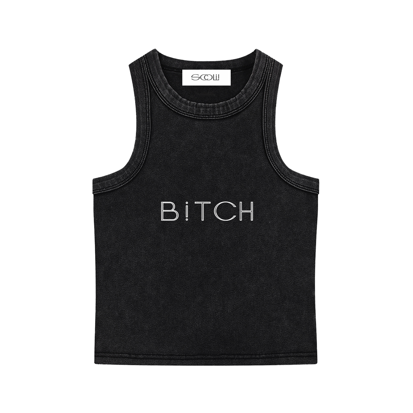 "BITCH" Snow Washed Tank Top