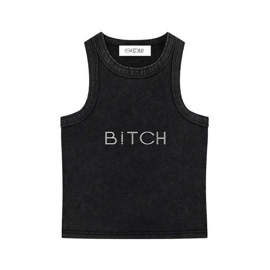 "BITCH" Snow Washed Tank Top