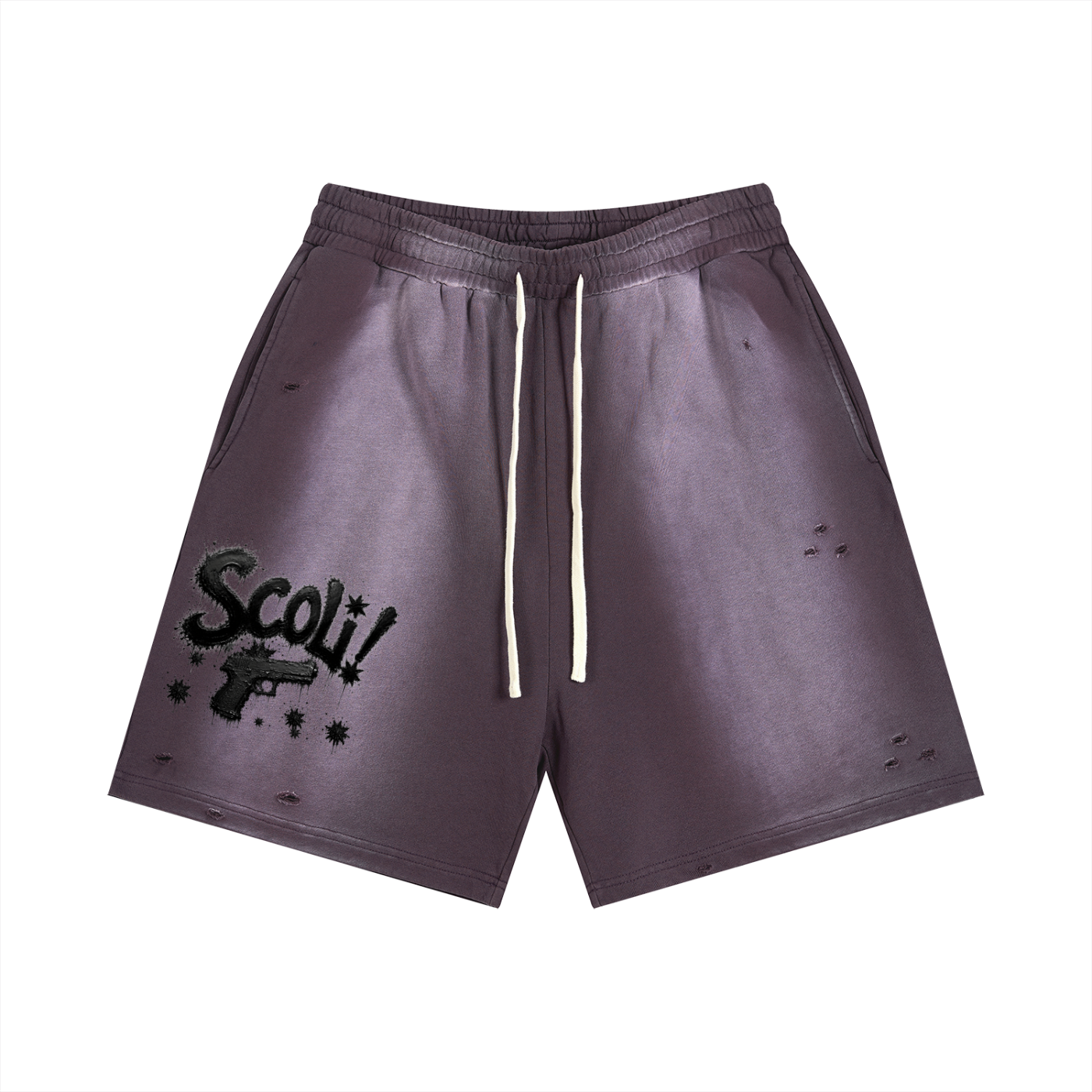 "  ADMIT 2 NUN " Sun Fade Distressed Shorts