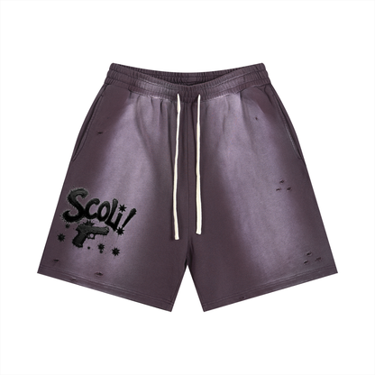 "  ADMIT 2 NUN " Sun Fade Distressed Shorts