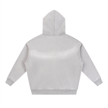 "Two Sides"  Sunfade Two-way Zipper Boxy Fleece Hoodie
