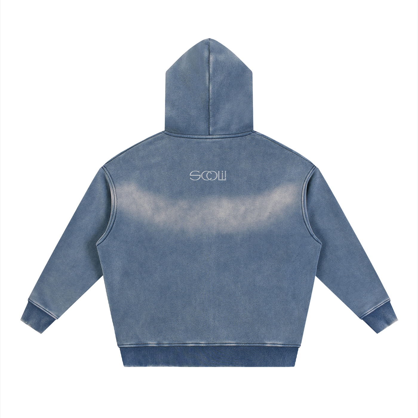 "Two Sides"  Sunfade Two-way Zipper Boxy Fleece Hoodie