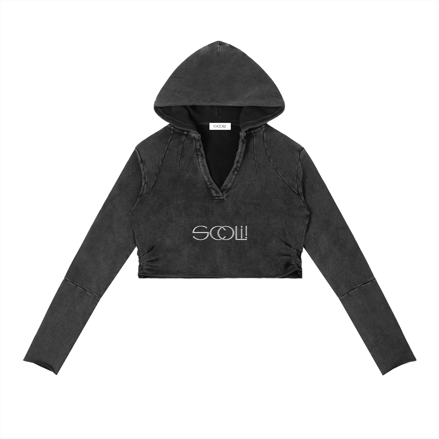 " VIBEZ " Vintage Washed Raw Edge Hoodie