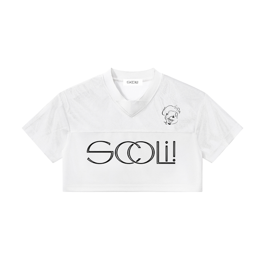 "SUPERBOWL" Women’s Cropped Paneled V-Neck Jersey