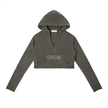 " VIBEZ " Vintage Washed Raw Edge Hoodie