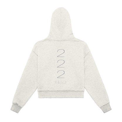 " BAD BITCH X2" Fleeced Zip-Up Cropped Hoodie