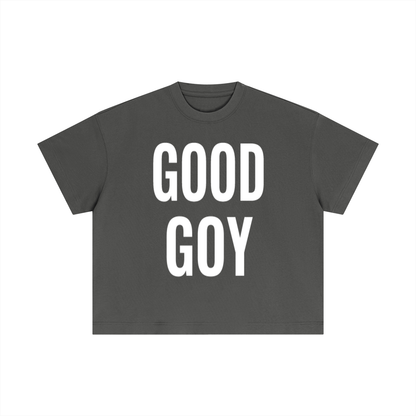 “GOOD GOY”  Cotton Boxy T-Shirt white text
