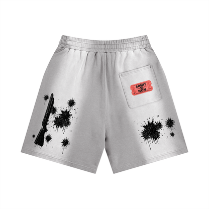 "  ADMIT 2 NUN " Sun Fade Distressed Shorts