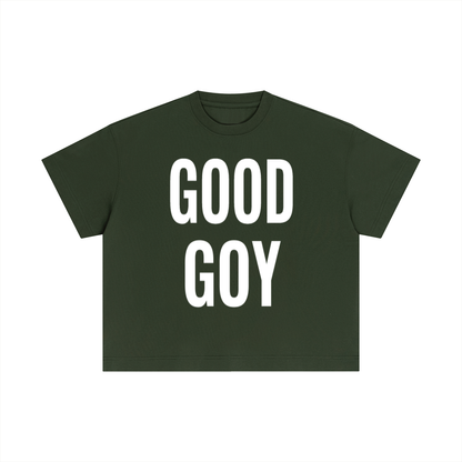 “GOOD GOY”  Cotton Boxy T-Shirt white text