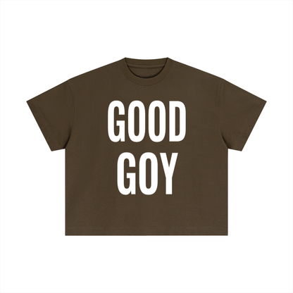 “GOOD GOY”  Cotton Boxy T-Shirt white text