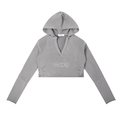 " VIBEZ " Vintage Washed Raw Edge Hoodie