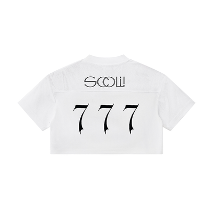 "SUPERBOWL" Women’s Cropped Paneled V-Neck Jersey