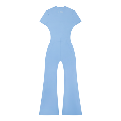 "2 BAD" Women’s Tight Flared Leg Quarter-Zip Jumpsuit