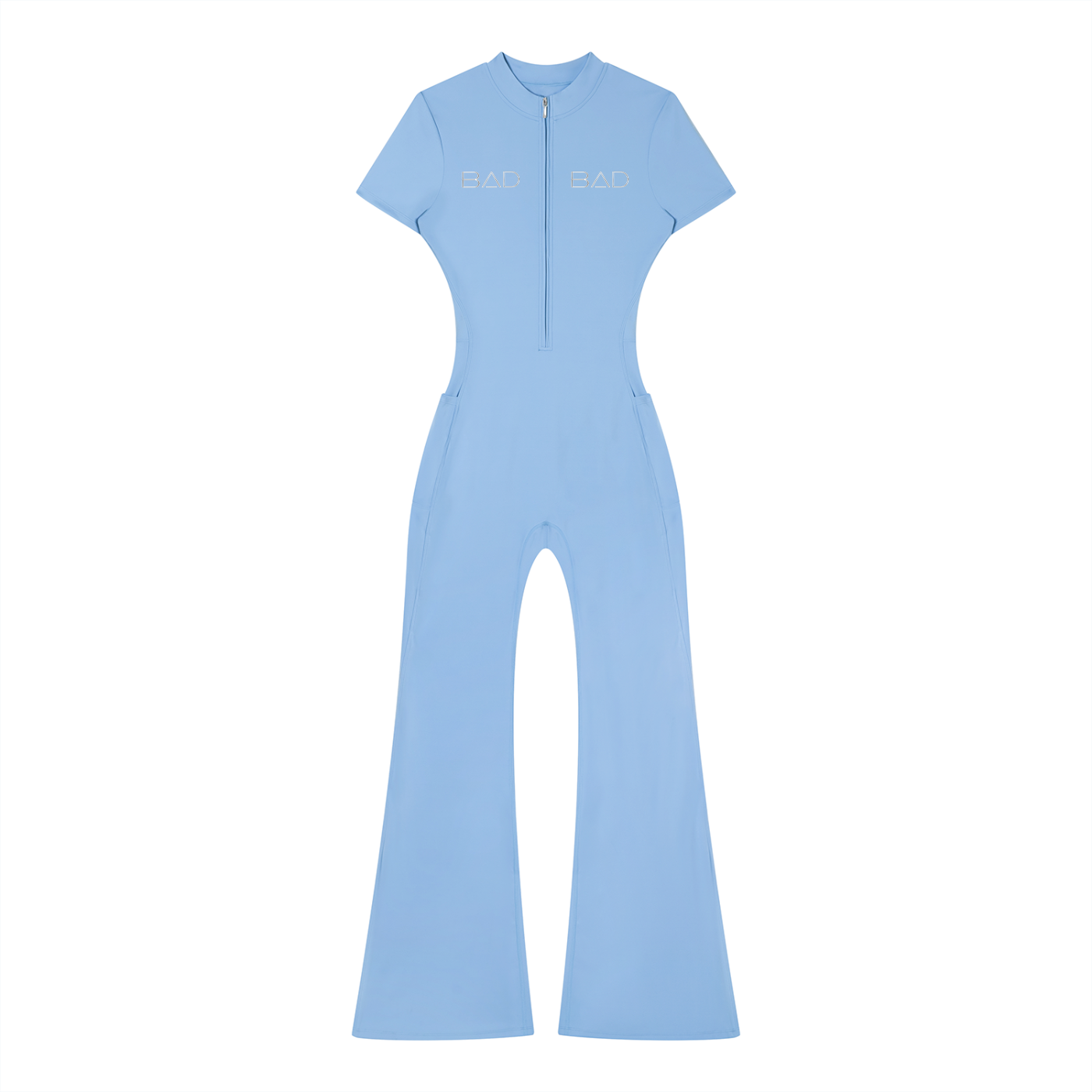"2 BAD" Women’s Tight Flared Leg Quarter-Zip Jumpsuit