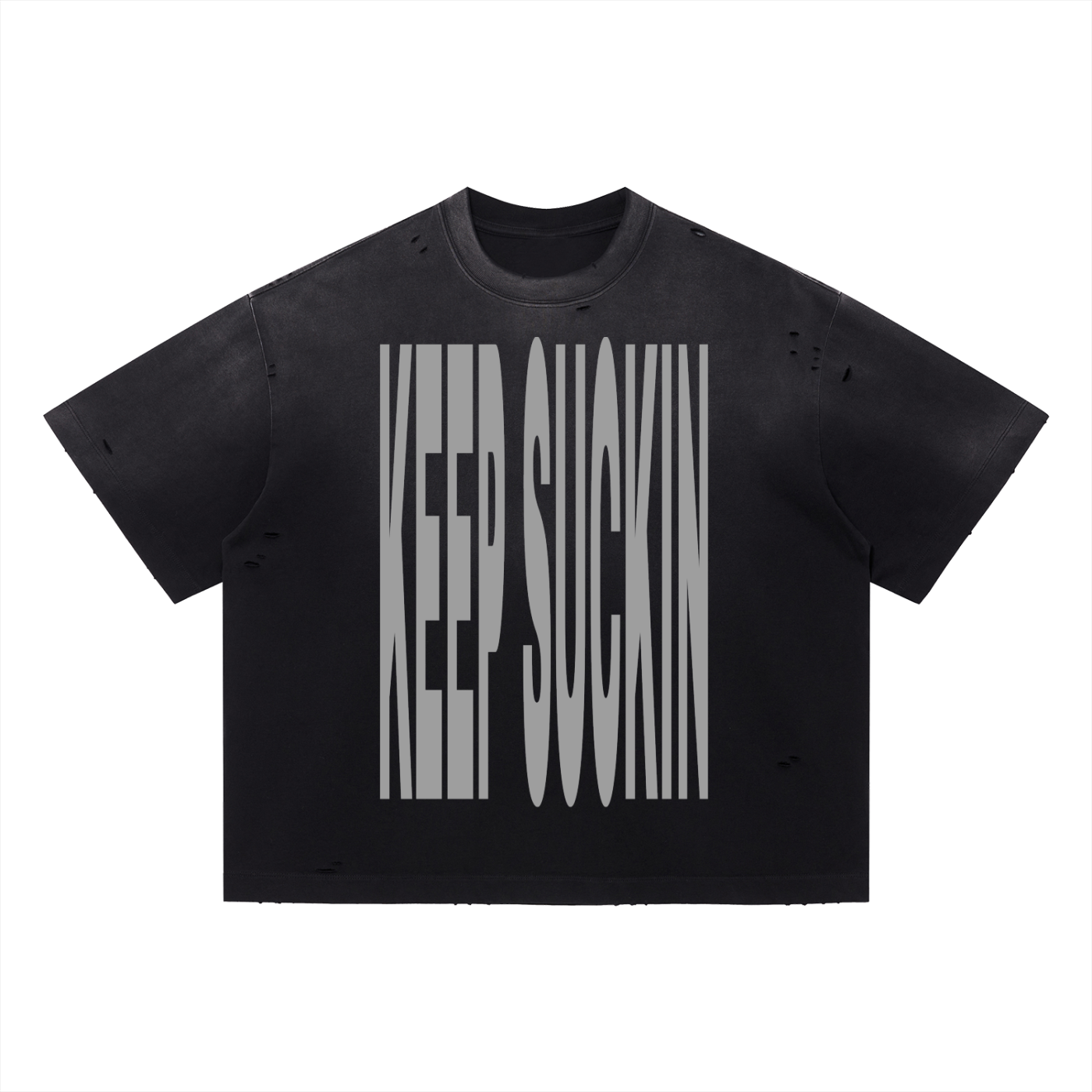 "Keep Sucking " Vintage Washed Distressed Boxy Oversized T-Shirt