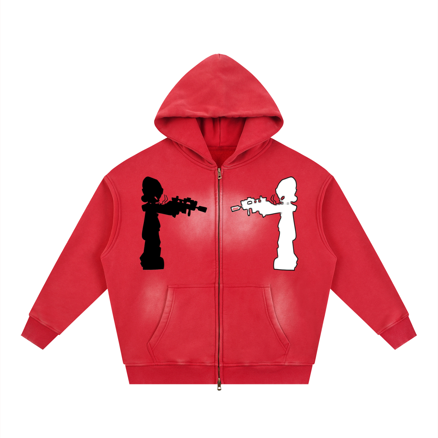 "Two Sides"  Sunfade Two-way Zipper Boxy Fleece Hoodie