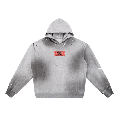 “ ADMIT 2 NUN “ Sun Fade Frayed Fleece Hoodie