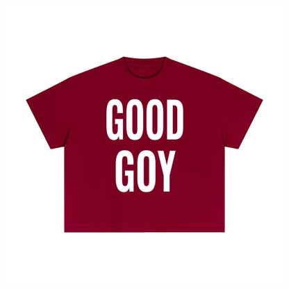 “GOOD GOY”  Cotton Boxy T-Shirt white text