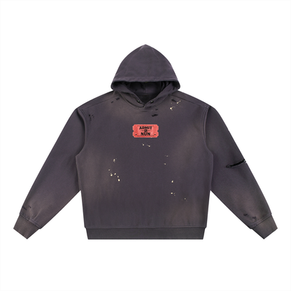 “ ADMIT 2 NUN “ Sun Fade Frayed Fleece Hoodie