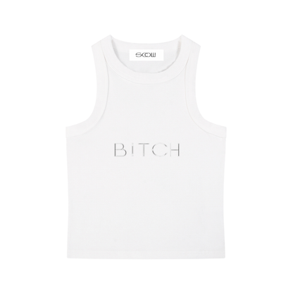 "BITCH" Snow Washed Tank Top
