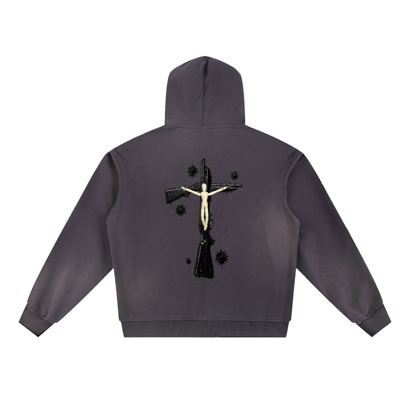 “ ADMIT 2 NUN “ Sun Fade Frayed Fleece Hoodie